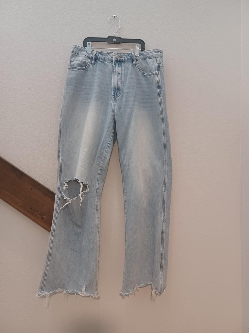 Flying Monkey Light Blue Distressed Wide Leg Jeans